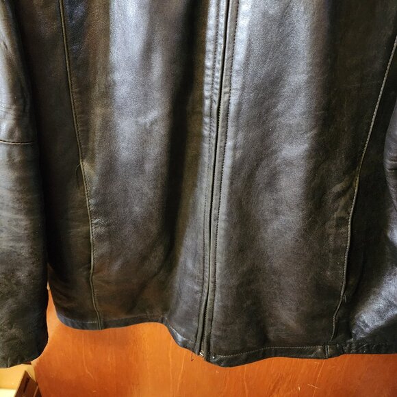 Men's 2XLT R&O By Reilly Olmes Full Zip Black Leather Bomber Jacket/Coat - Picture 6 of 12